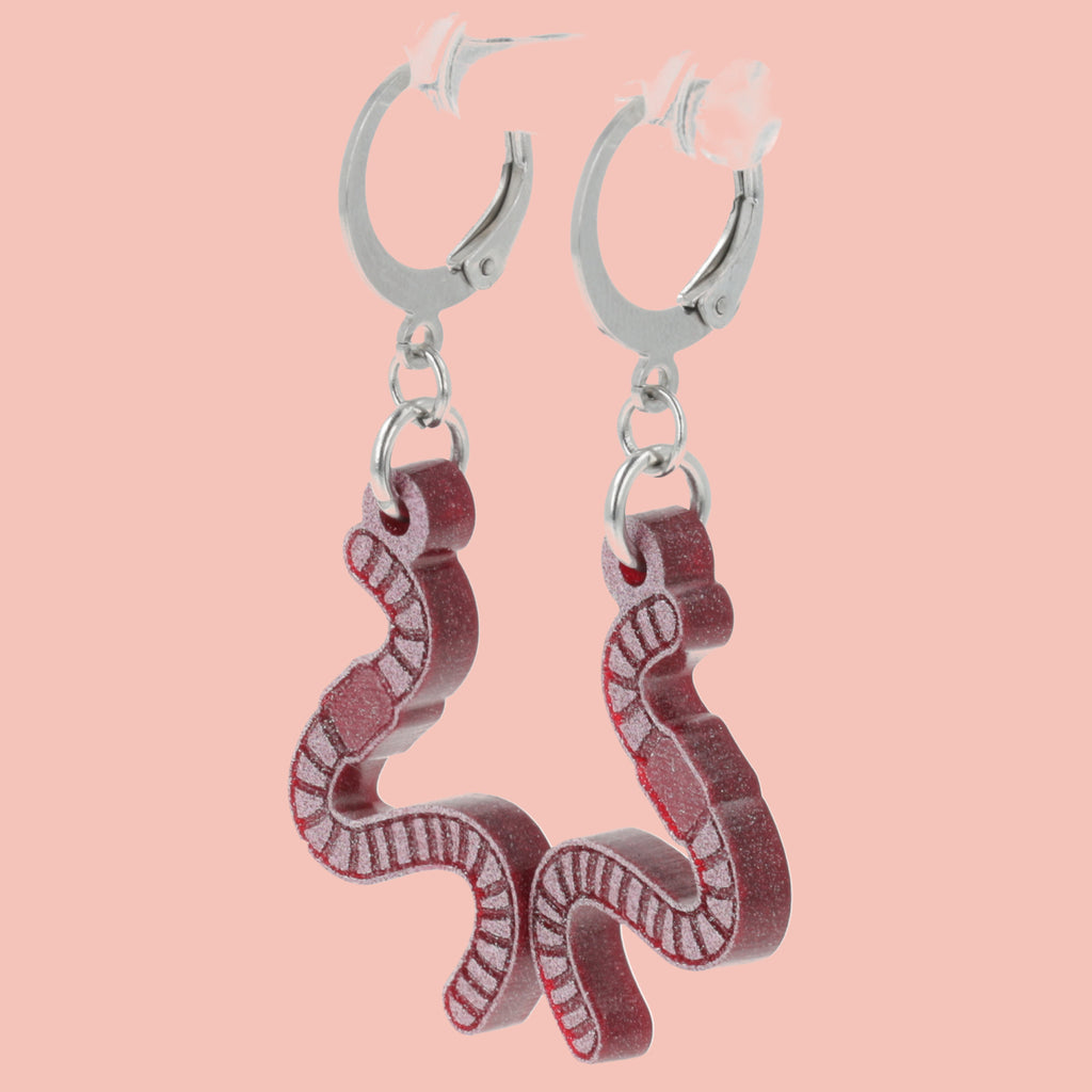 Do The Worm Huggie Hoop Earrings - Sour Cherry
