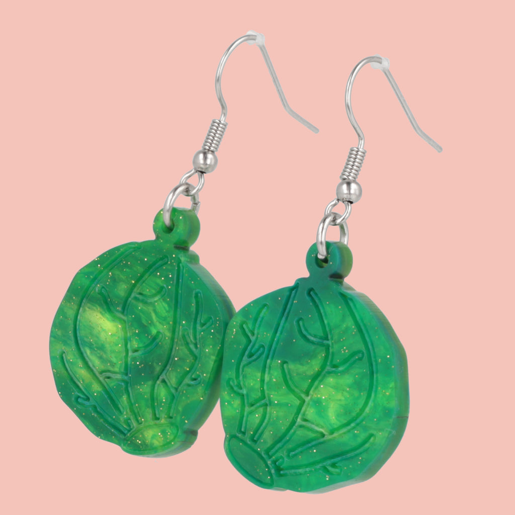 Everyday I'm Brusseling Sprout Earrings - Sour Cherry