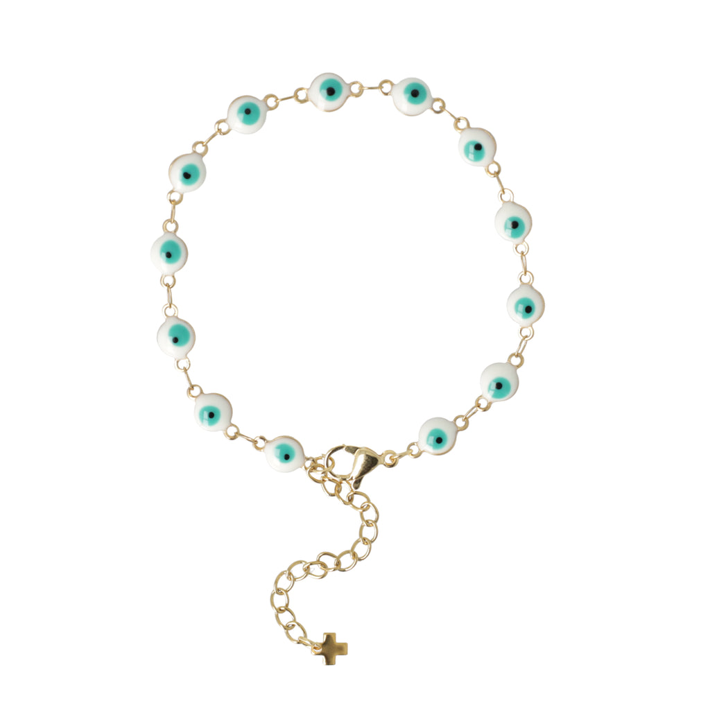 Green Evil Eye Bracelet (Gold Plated) - Sour Cherry