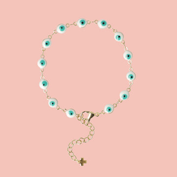 Green Evil Eye Bracelet (Gold Plated) - Sour Cherry
