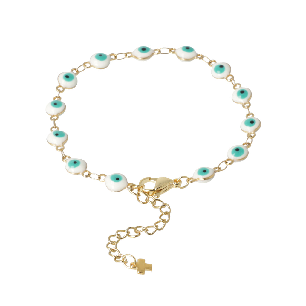 Green Evil Eye Bracelet (Gold Plated) - Sour Cherry