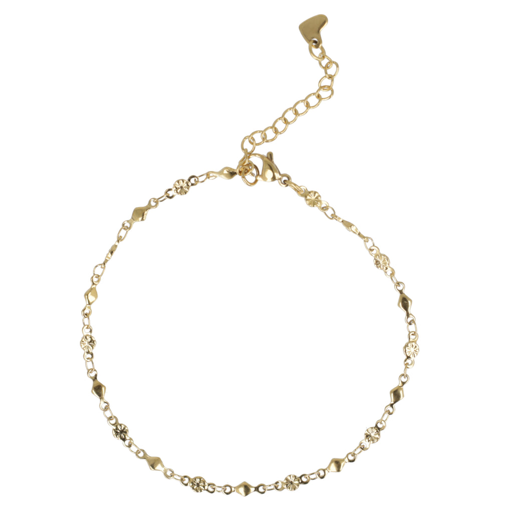 Floral Diamond Anklet (Gold Plated) - Sour Cherry