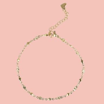 Floral Diamond Anklet (Gold Plated) - Sour Cherry
