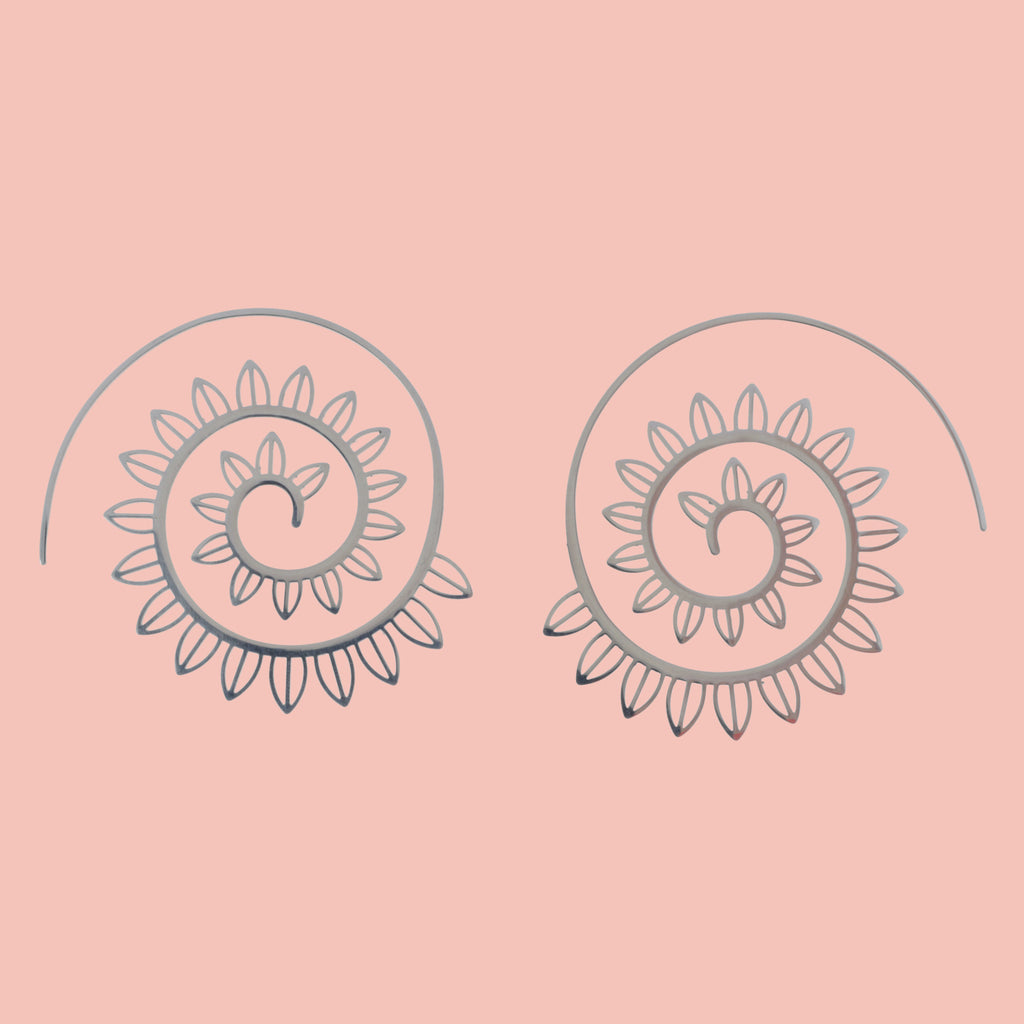 Floral Spiral Earrings - Sour Cherry