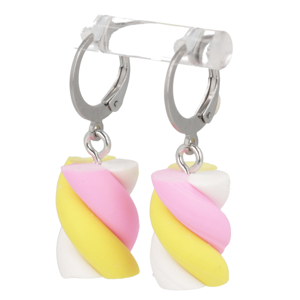 Marshmallow Huggie Hoop Earrings - Sour Cherry