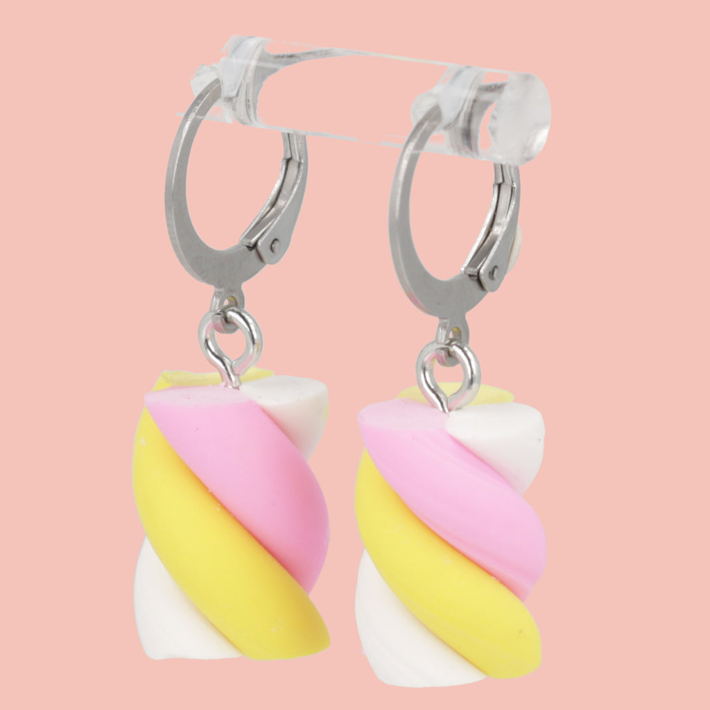Marshmallow Huggie Hoop Earrings - Sour Cherry