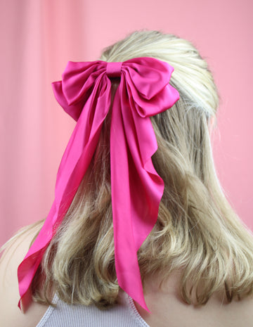 The Bigger The Bow Hair Clip - Fuchsia - Sour Cherry