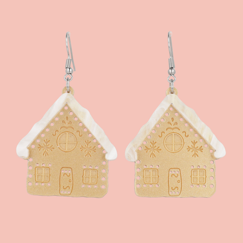 Gingerbread House Earrings - Sour Cherry