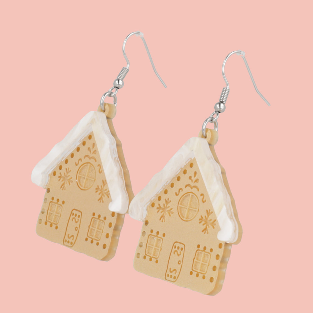 Gingerbread House Earrings - Sour Cherry