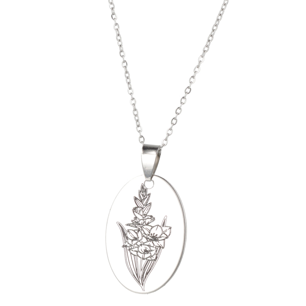 August Birth Flower Necklace - Gladiolus - Sour Cherry