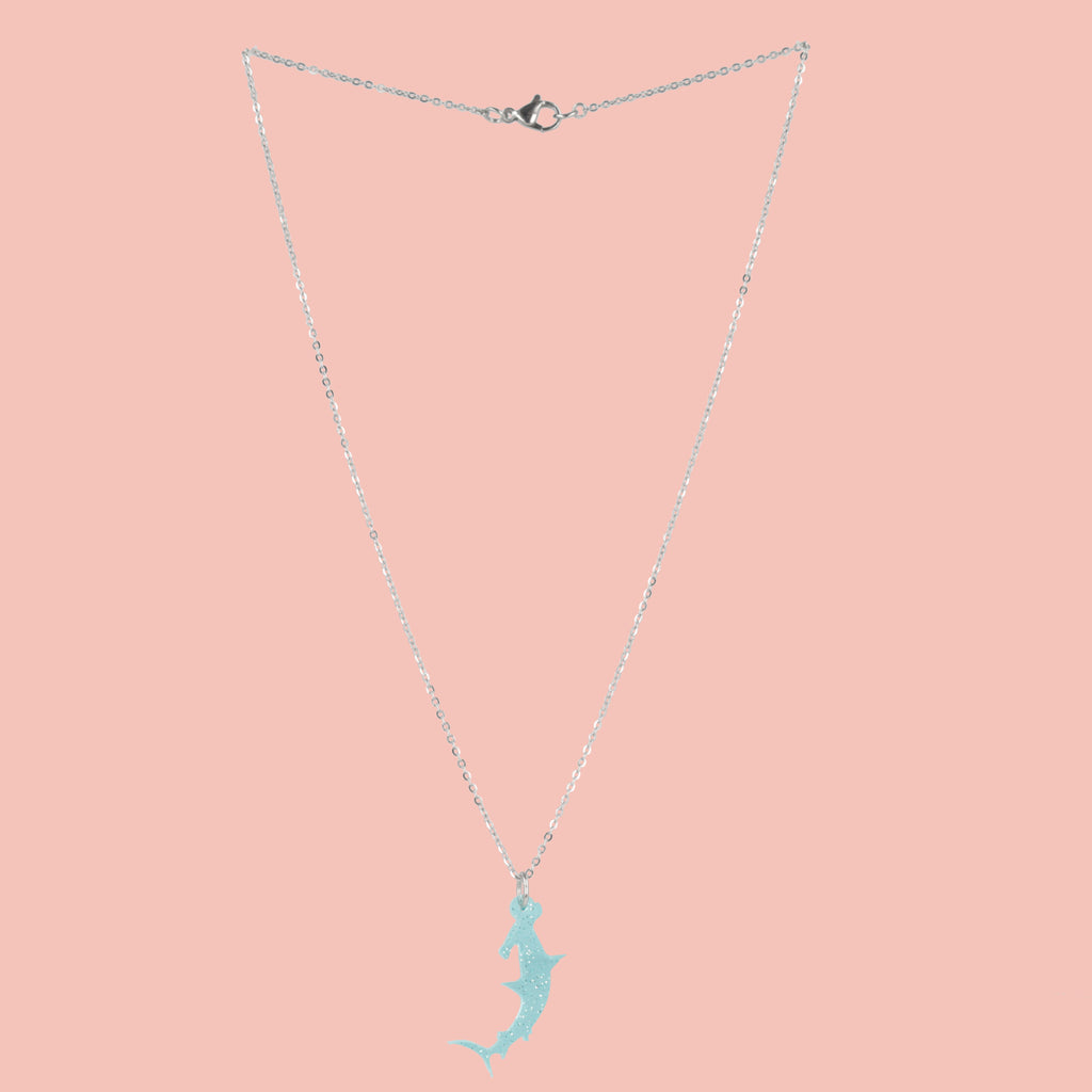 Hammer Time! Glitter Hammerhead Shark Necklace - Sour Cherry