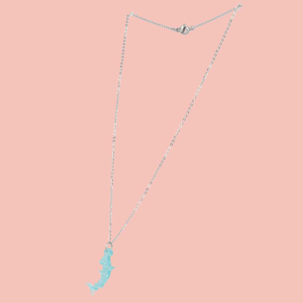 Hammer Time! Glitter Hammerhead Shark Necklace - Sour Cherry