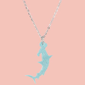 Hammer Time! Glitter Hammerhead Shark Necklace - Sour Cherry