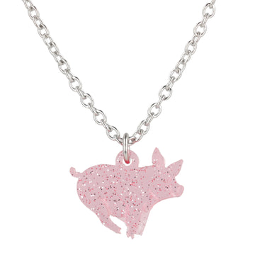Glitter Piggy In The Middle Necklace - Sour Cherry