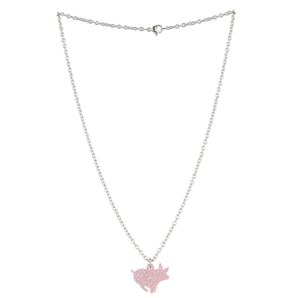 Glitter Piggy In The Middle Necklace - Sour Cherry