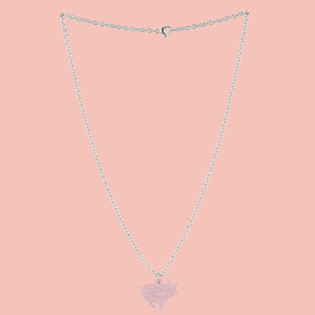 Glitter Piggy In The Middle Necklace - Sour Cherry