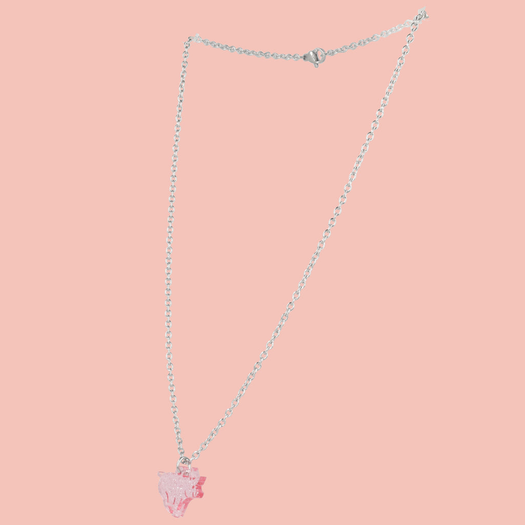 Glitter Piggy In The Middle Necklace - Sour Cherry