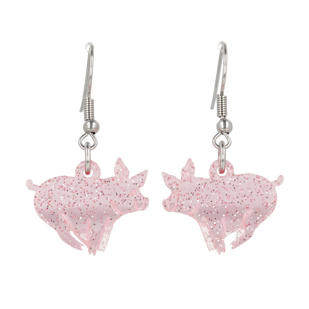 Glitter Piggy In The Middle Earrings - Sour Cherry