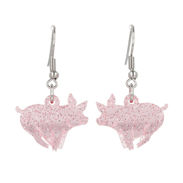 Glitter Piggy In The Middle Earrings - Sour Cherry