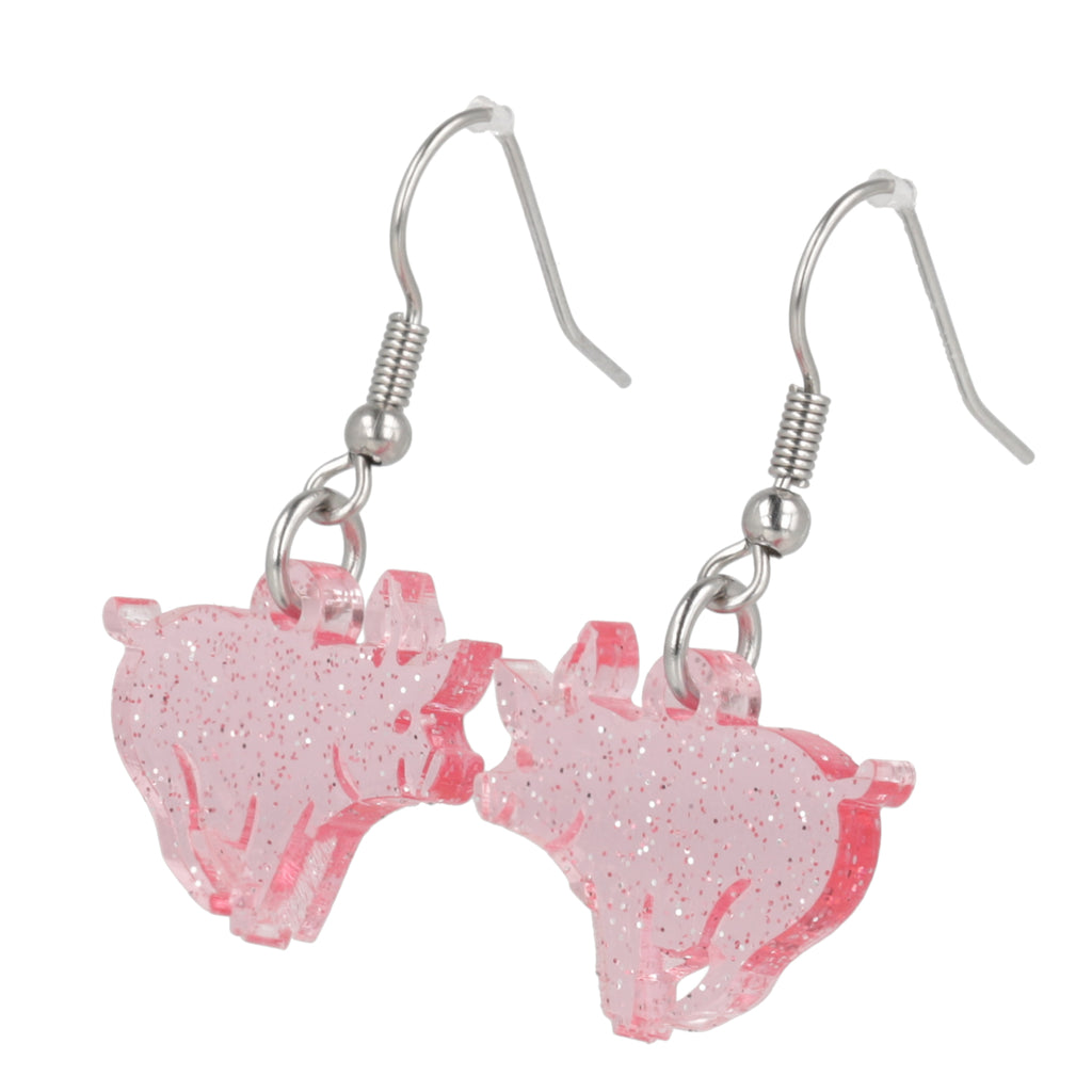 Glitter Piggy In The Middle Earrings - Sour Cherry