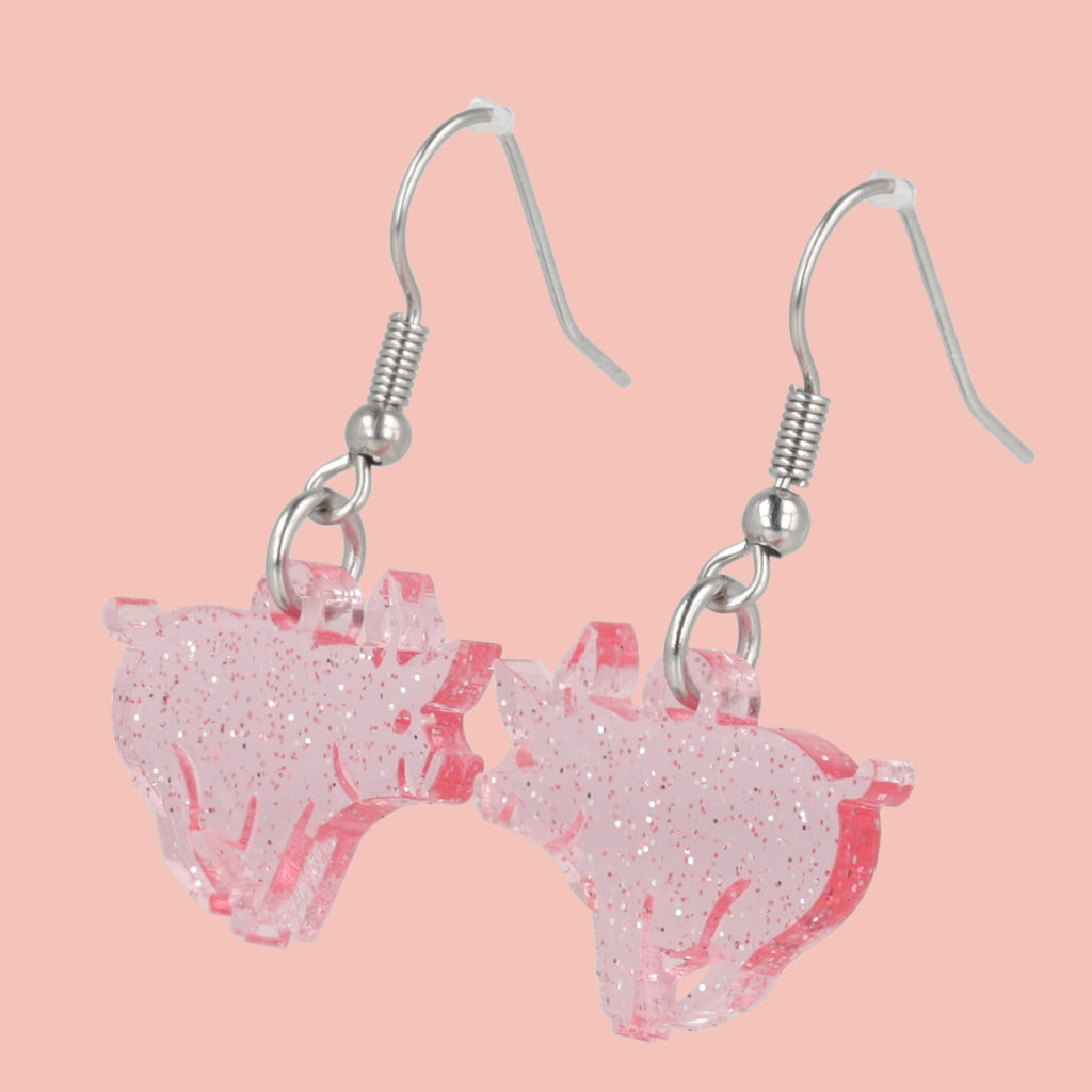 Glitter Piggy In The Middle Earrings - Sour Cherry