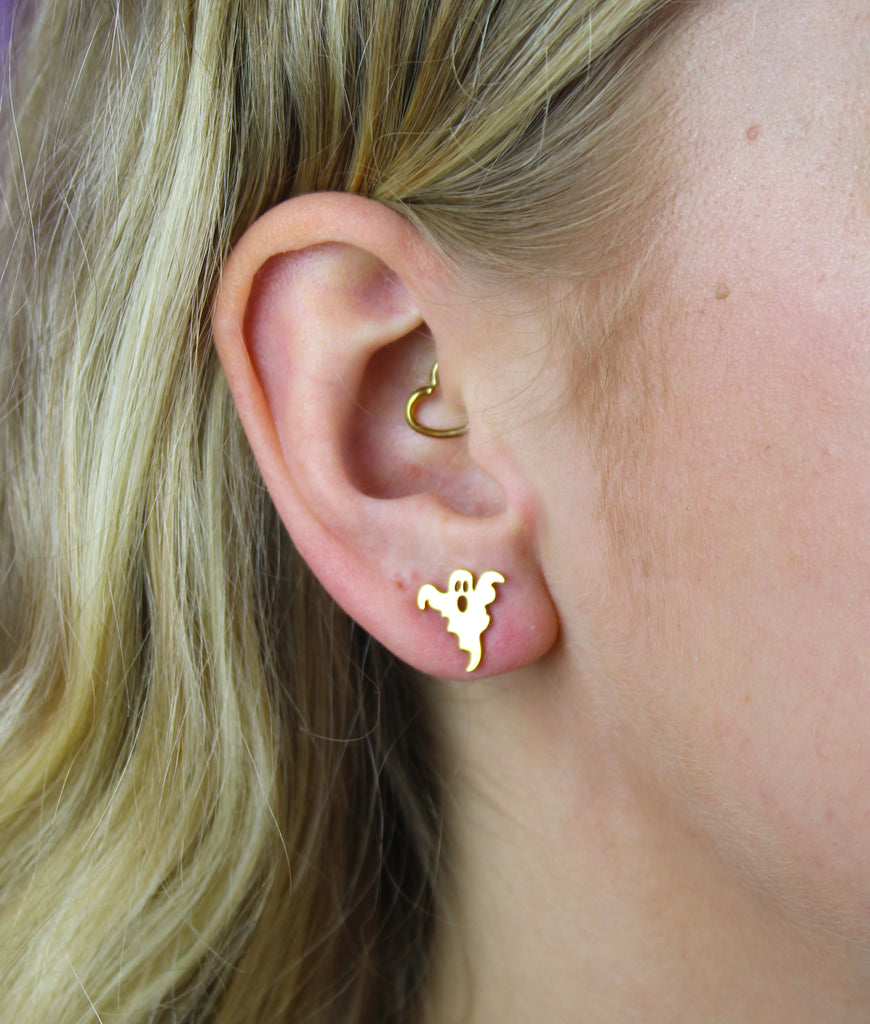 Ghost Stud Earrings (Gold Plated) - Sour Cherry