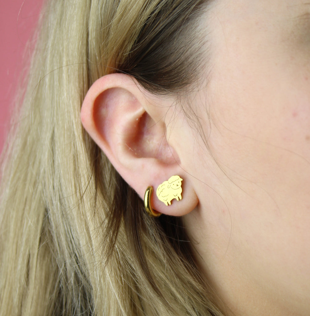 Little Lamb Stud Earrings - Gold Plated - Sour Cherry