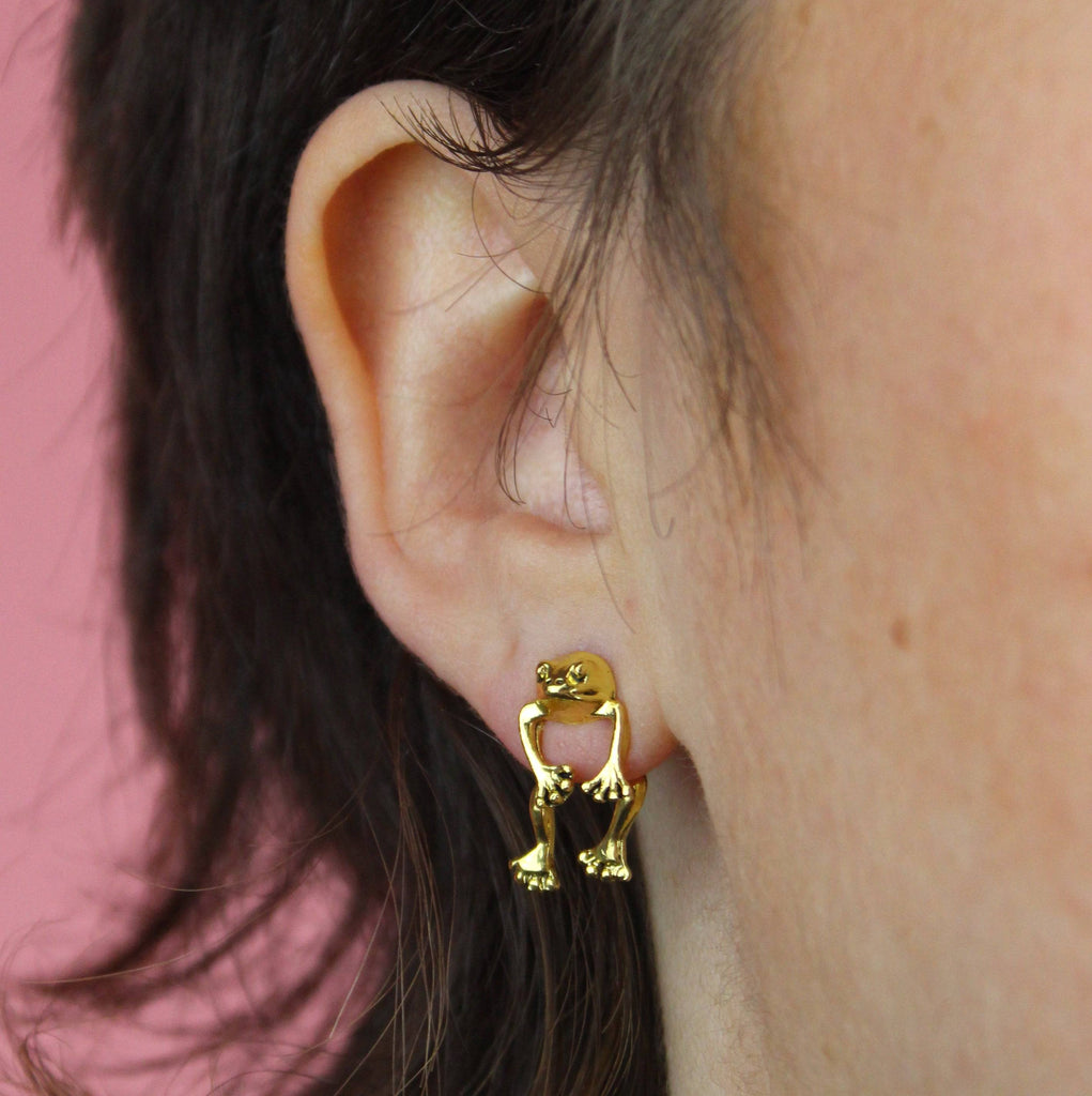 2 Piece Frog Stud Earrings (Gold Plated) - Sour Cherry