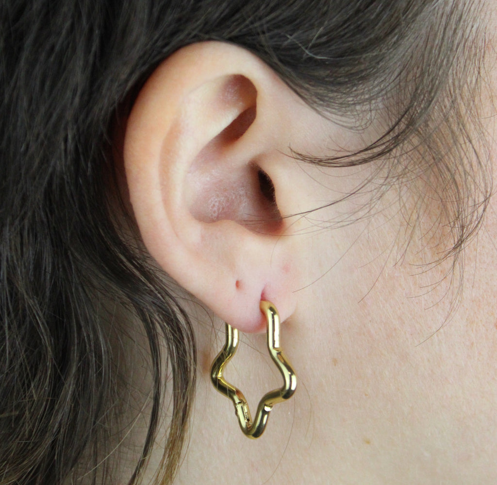 Mini Star Hoop Earrings (Gold Plated)