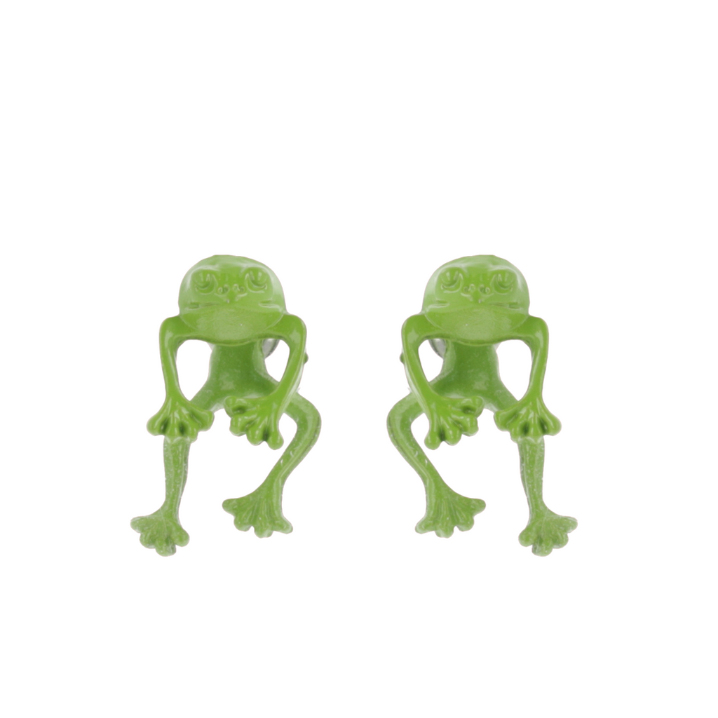 Green 2 Piece Frog Stud Earrings - Sour Cherry
