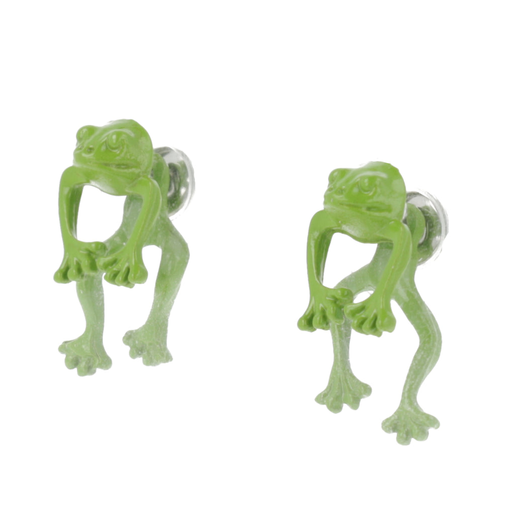 Green 2 Piece Frog Stud Earrings - Sour Cherry
