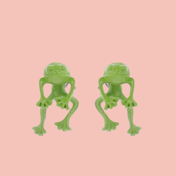 Green 2 Piece Frog Stud Earrings - Sour Cherry