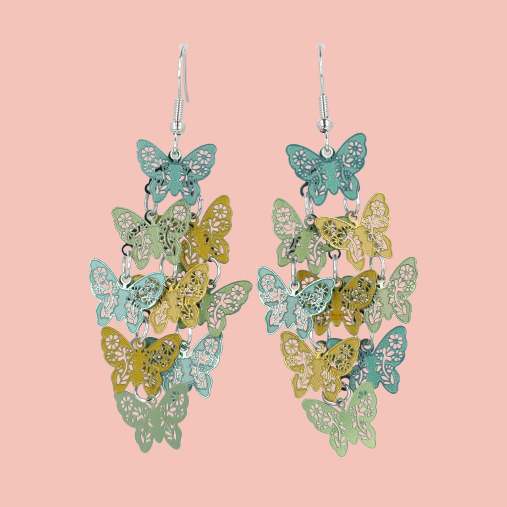 Green Butterfly Earrings - Sour Cherry