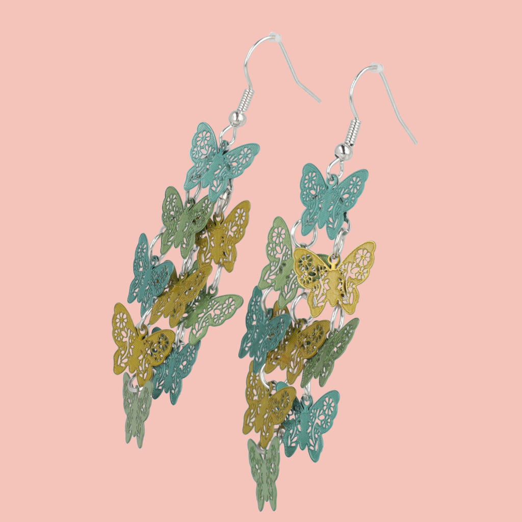 Green Butterfly Earrings - Sour Cherry