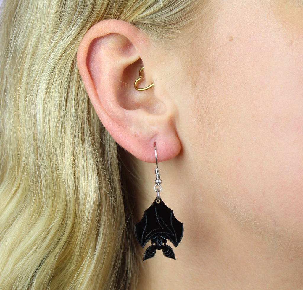 Hang In There Bat Earrings - Sour Cherry