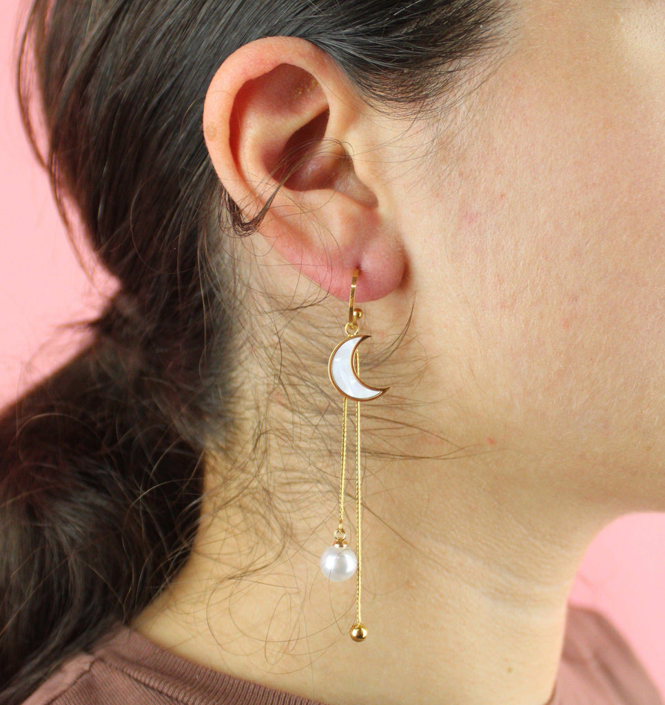 Hanging Star And Moon Earrings - Sour Cherry
