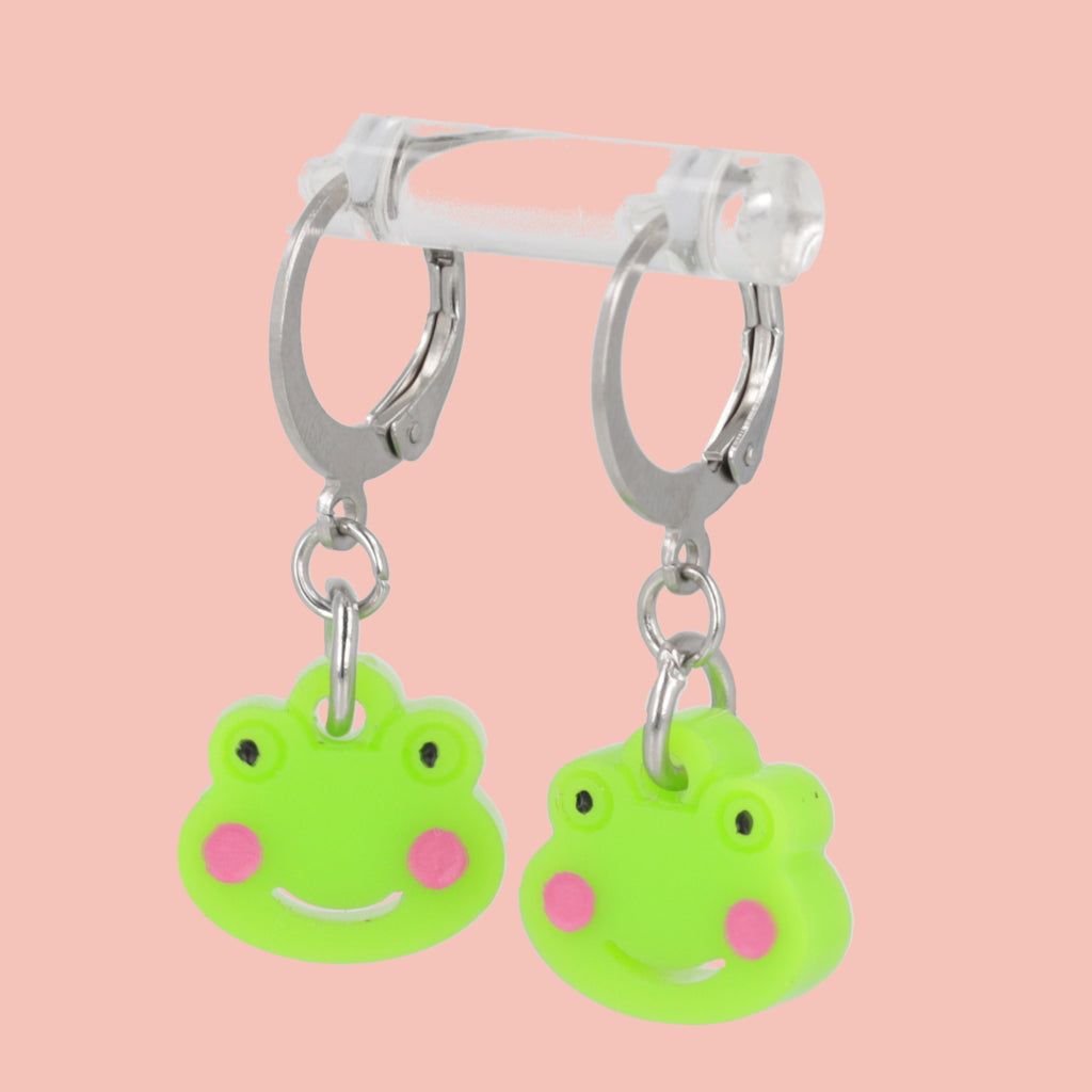 Happy Frogs Huggie Hoop Earrings - Sour Cherry