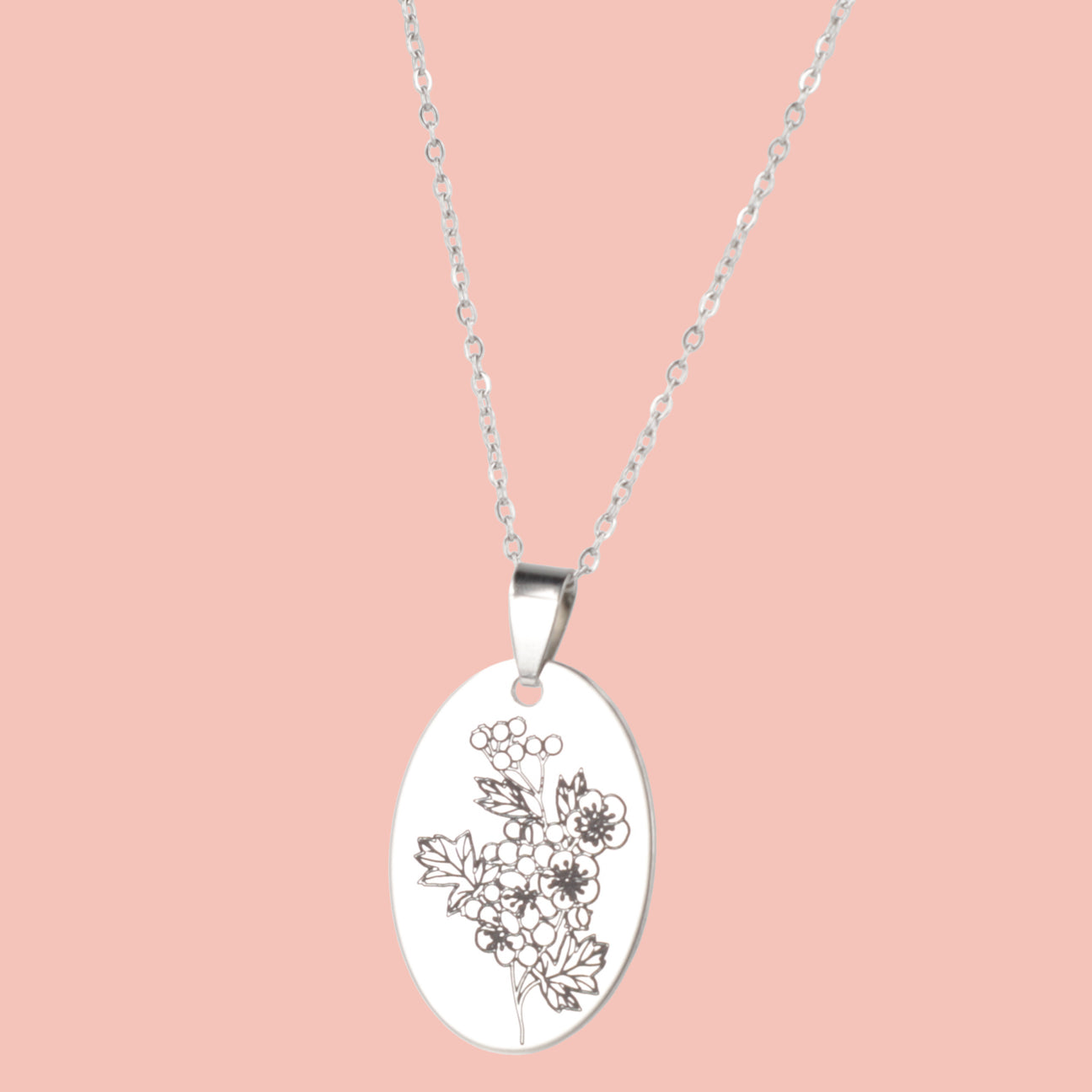 May Birth Flower Necklace - Hawthorn - Sour Cherry