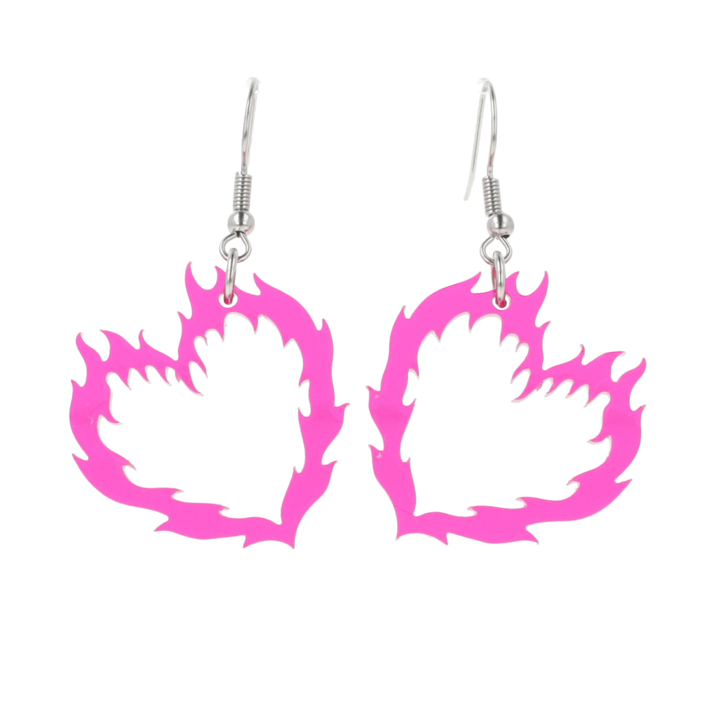 Flame Heart Earrings - Sour Cherry