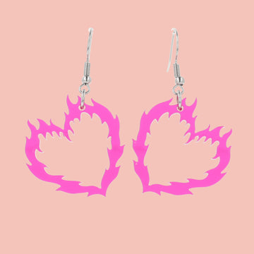 Flame Heart Earrings - Sour Cherry