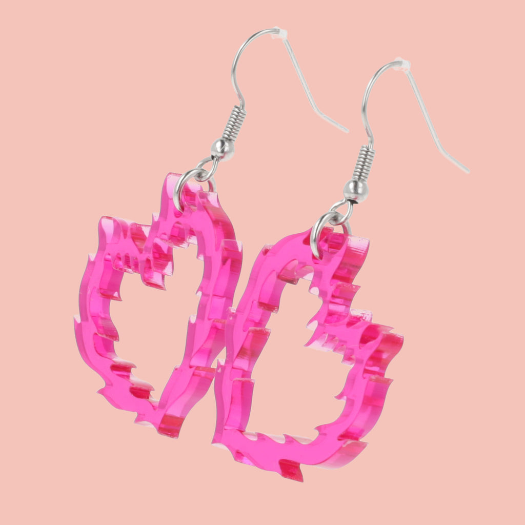 Flame Heart Earrings - Sour Cherry