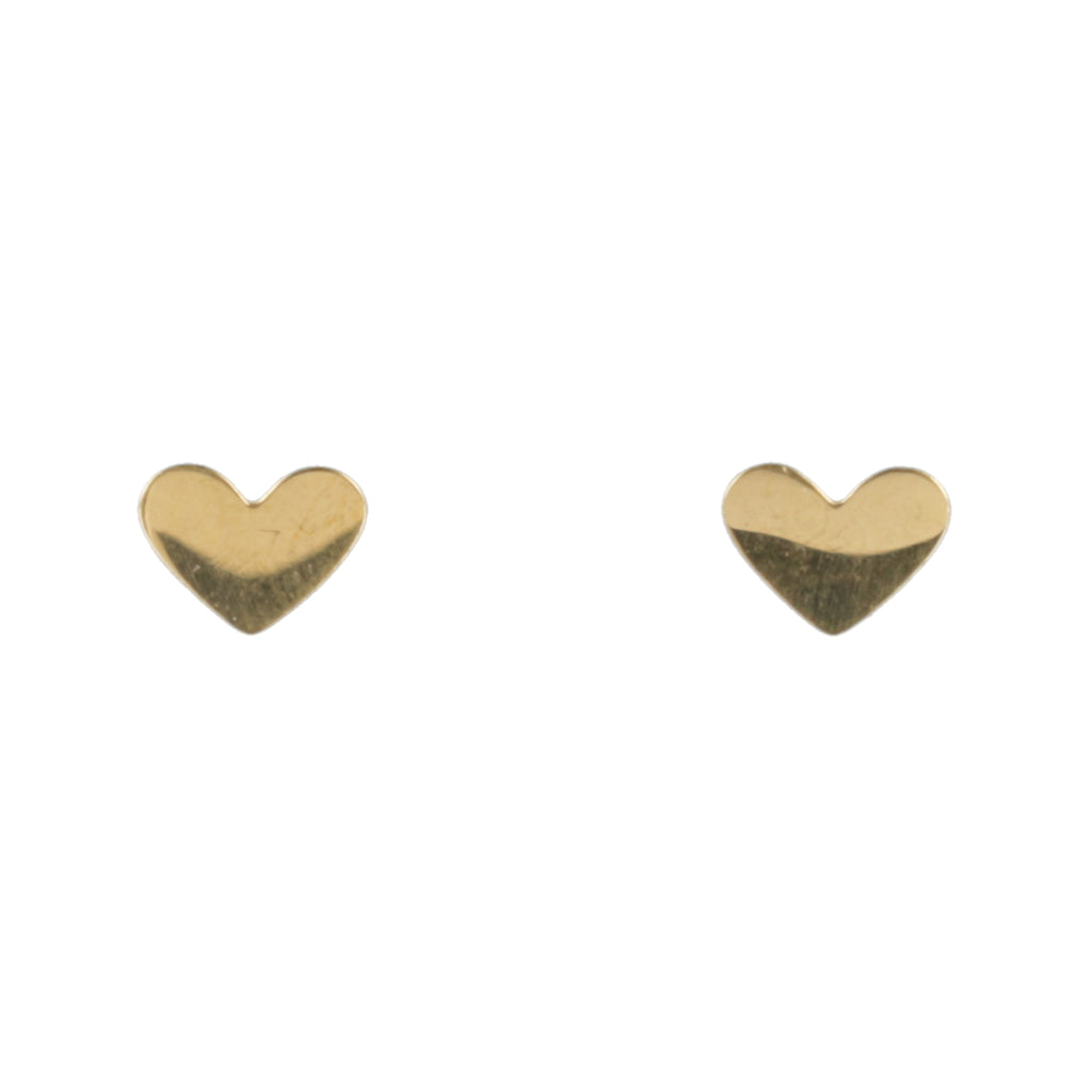 Heart Screw On Stud Earrings - Gold Plated - Sour Cherry
