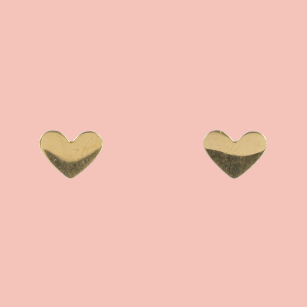 Heart Screw On Stud Earrings - Gold Plated - Sour Cherry