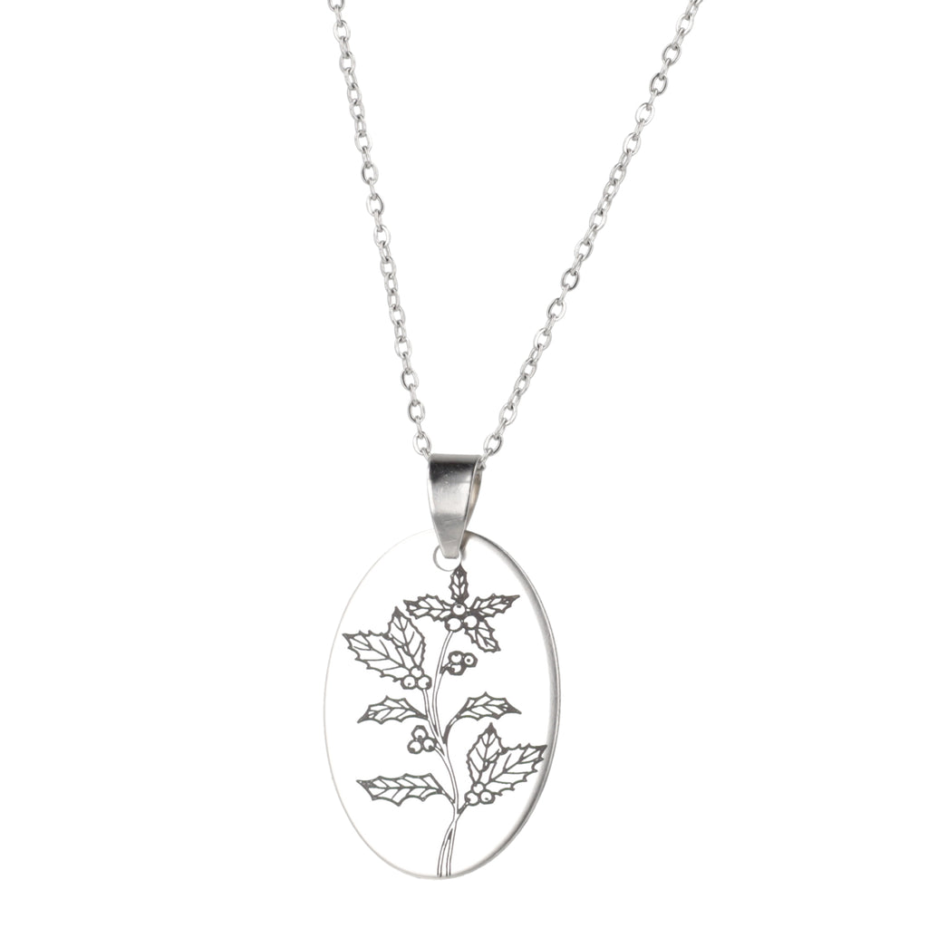December Birth Flower Necklace - Holly - Sour Cherry