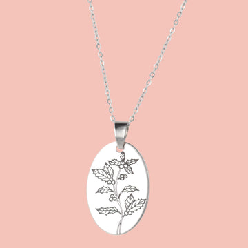 December Birth Flower Necklace - Holly - Sour Cherry