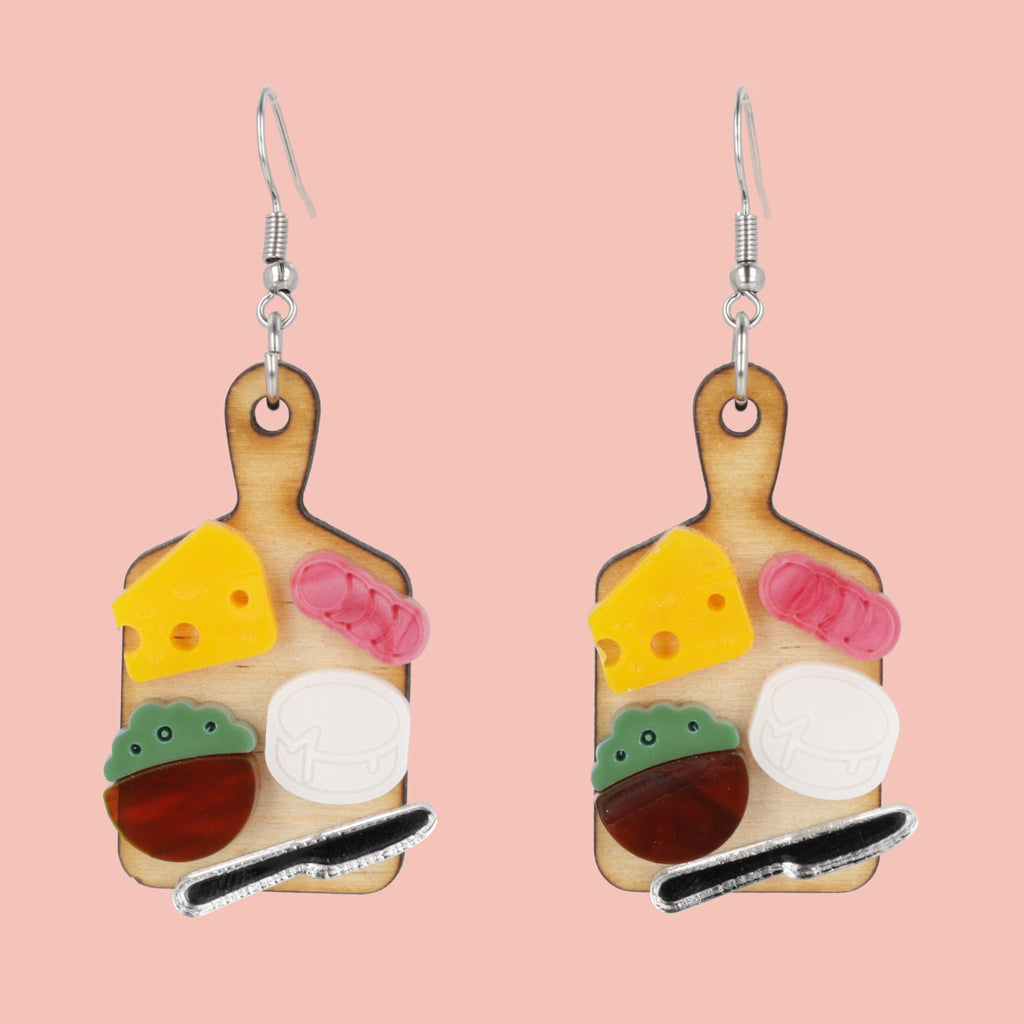 Holy Cheeses Charcuterie Board Earrings - Sour Cherry
