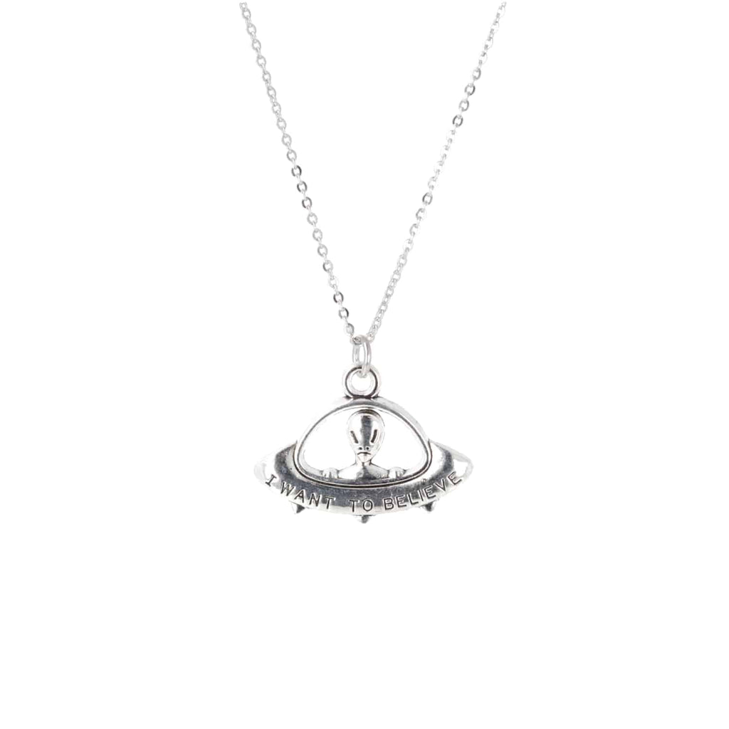 I Want To Believe UFO Necklace - Sour Cherry