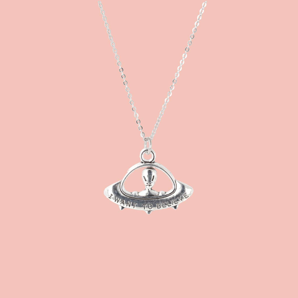 I Want To Believe UFO Necklace - Sour Cherry