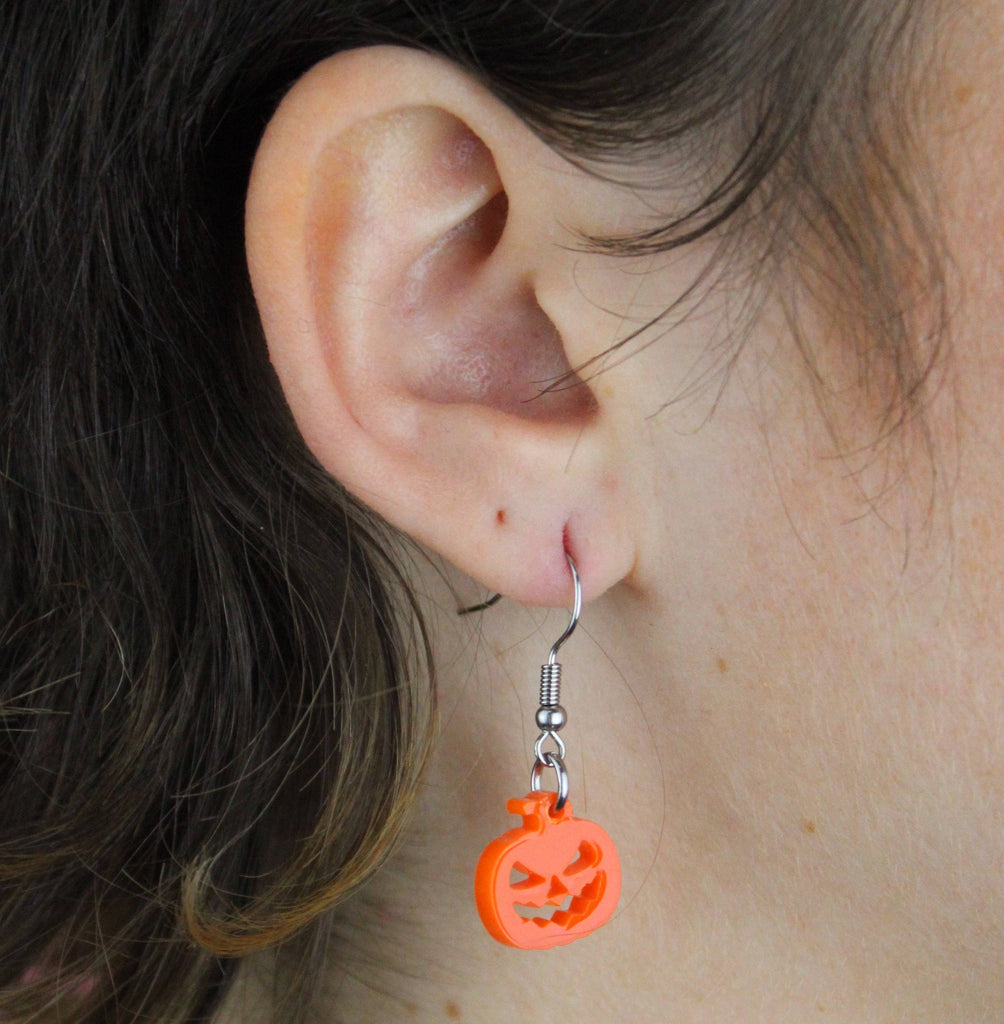 Jack O'Lantern Pumpkin Earrings - Sour Cherry