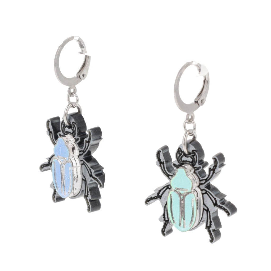 Jewel Summer Beetle Huggie Hoop Earrings - Sour Cherry